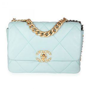 Chanel Pale Blue Quilted Lambskin Medium Chanel 19 Bag
